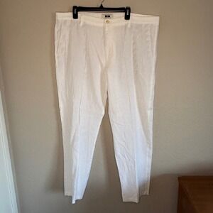 Joseph Abboud 42x32 Linen Chino Pants Modern Fit White Costal Beach
